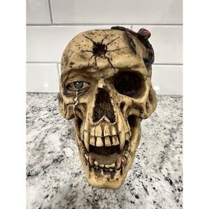 Vampire Skull Halloween Scorpion Hole In Forehead Scary Prop‎ Resin Piggy Bank